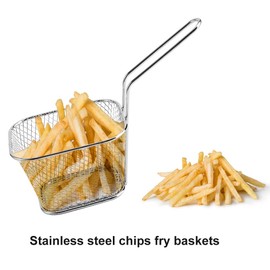 Fryer Basket for Chip 8 Pcs Stainless Steel Fries Basket For Fried Food, Chip Frying Serving Basket For Chips, Shrimps, Onion Rings, Kitchen Restaurant Cooking Tools