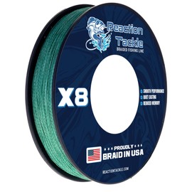 Reaction Tackle Braided in The USA Fishing Line- 8 Strand- Green 20/300