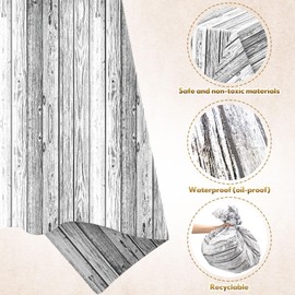 Wood Grain Tablecloth Plastic White Wooden Tablecloths Rustic Rectangular Table Decoration for Barbecue Fall Autumn Western Barn Themed Birthday Party, 54 x 108 Inch