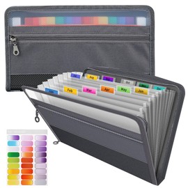 Expanding File Folders, 13 Pockets Filing Accordion Folder Document Organiser with Zipper, Receipt Coupon Organiser with Colored Tags, Expandable Folders for Paperwork B6,Documents and Paper Storage