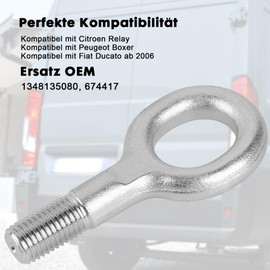 Car Towing Hook Towing Eye, 1348135080 674417 Bumper Hook Heavy Trailer Ring Compatible with Citroen Relay, Peugeot Boxer, Fiat Ducato from 2006