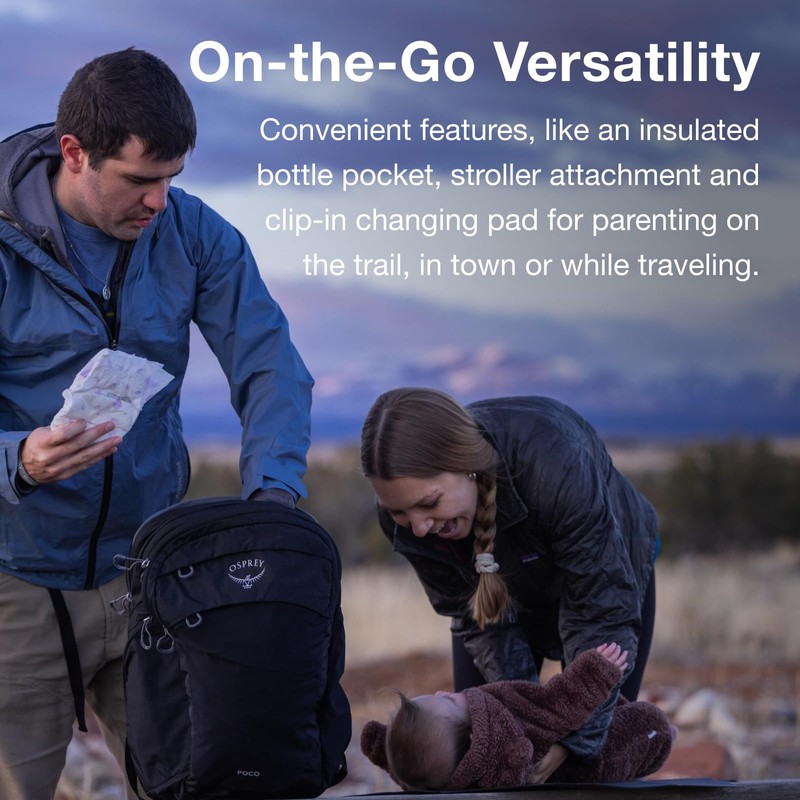 Osprey Poco Changing Backpack with Clip-in Changing Pad, Black