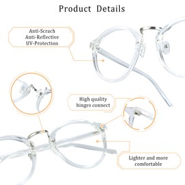 LifeArt Blue Light Blocking Glasses, Anti Eyestrain, Computer Reading Glasses, Gaming Glasses, TV Glasses for Women Men, Anti Glare (Clear, 2.25 Magnification)