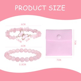 EHDWXVZM Pack of 2 natural rose quartz bracelets, 1 storage bag, made with unique craftsmanship, natural texture, suitable for women and girls.