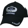Airborne Jump Wings Embroidered Adjustable Baseball Cap Black