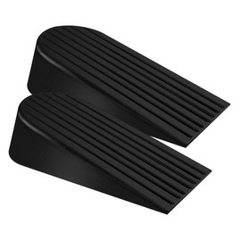 Big Door Stopper 2 Packs Heavy Duty Wedge Rubber Door Stop Works on All Floor Surfaces Height up to 1.9 Inches Non-Scratching Doorstops Special for Home Office School Heavy Door (Black)