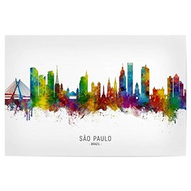artboxONE Poster 30 x 20 cm Cities São Paulo Skyline Brazil txt - Picture São Paulo Cityscape Painting