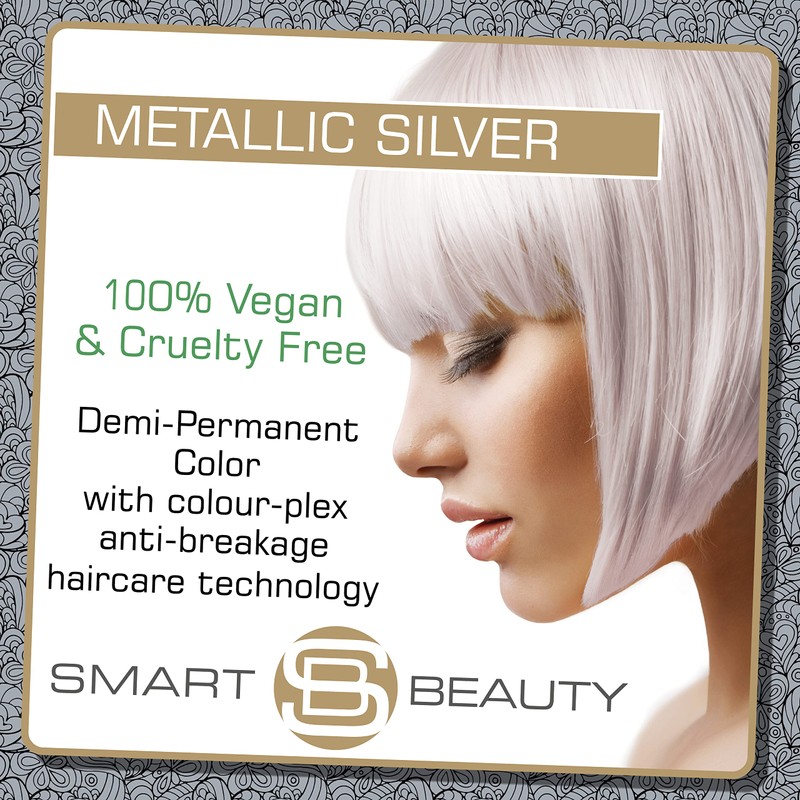 Smart Beauty | Metallic Silver Permanent Hair Dye |Professional Salon