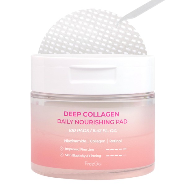 FreeGo Deep Collagen Daily Nourishing Pad (100 Pads), K-Beauty Facial