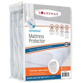 Guardmax Queen Size Mattress Protector - Premium Waterproof and Hypoallergenic Queen Mattress Cover Fitted Sheet - Protects Against Urination, Perspiration, & Other Fluid Spills.
