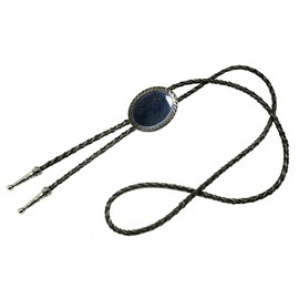 Bolo Tie with Natural Stone Turquoise Stone Style Genuine and Cowhide Rope More Colors, Blue Sand Stone, Medium