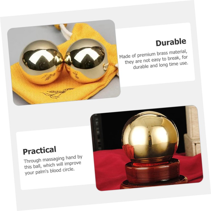Mobestech 2pcs Brass Exercise Balls Smooth Metal Sphere Palm Exercise