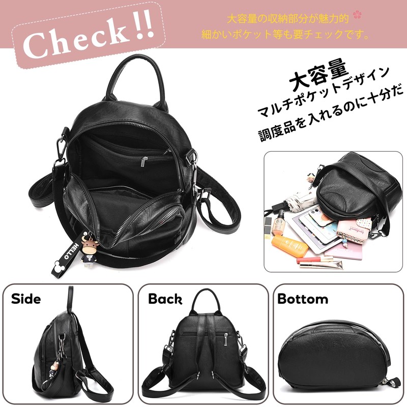 Nicole & Doris Women's Mini Backpack, Synthetic Leather, Round, 3-Way,