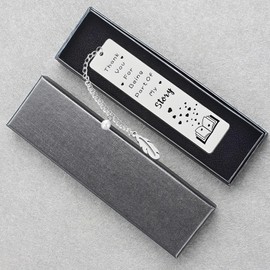 Teniinet Metal Bookmark, Engraved 'Thank You For Being Part Of My Story', Stainless Steel, Silver, 5.11 x 1.02 Inches, 1 Count
