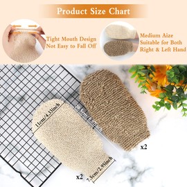 4 Pcs Bad Duschhandschuhe Körper Peelinghandschuh Scrubhandschuh, Baumwolle Scrubhandschuh doppelseitig Duschhandschuhe Leinen Massagehandschuh für Körperwäscher Umweltfreundliche Peeling Werkzeuge