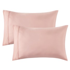 Bedsure Queen Pillow Cases Set of 2 - Pale Blush Polyester Microfiber Pillowcase 2 Pack, Super Soft and Cozy Pillowcase, Pillow Case Covers with Envelop Closure, 20x30 Inches