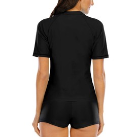 Halcurt UV Shirt, Women's Short-Sleeved Rash Guard UPF 50+ Swimming Shirt, Quick-Drying Swimming Shirt, M-XXL, black 1