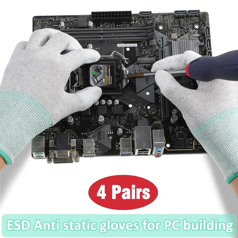 4 Pairs ESD Anti Static Gloves, PC Gloves with High