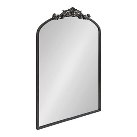 Kate and Laurel Arendahl Traditional Arch Mirror, 24 x 36, Antique Black, Baroque Inspired Wall Decor
