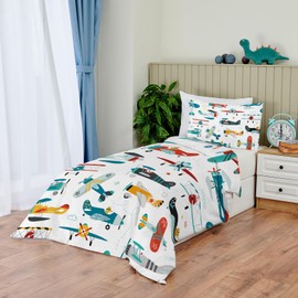 Yasida Aircraft Boys Single Bedding Sets Flying Airplane Print Microfibre Bedding Cute Bedding For Girls Kids Duvet Cover Single 135x200cm Duvet Cover With 1 Pillowcase 50x75cm Bedding Collections