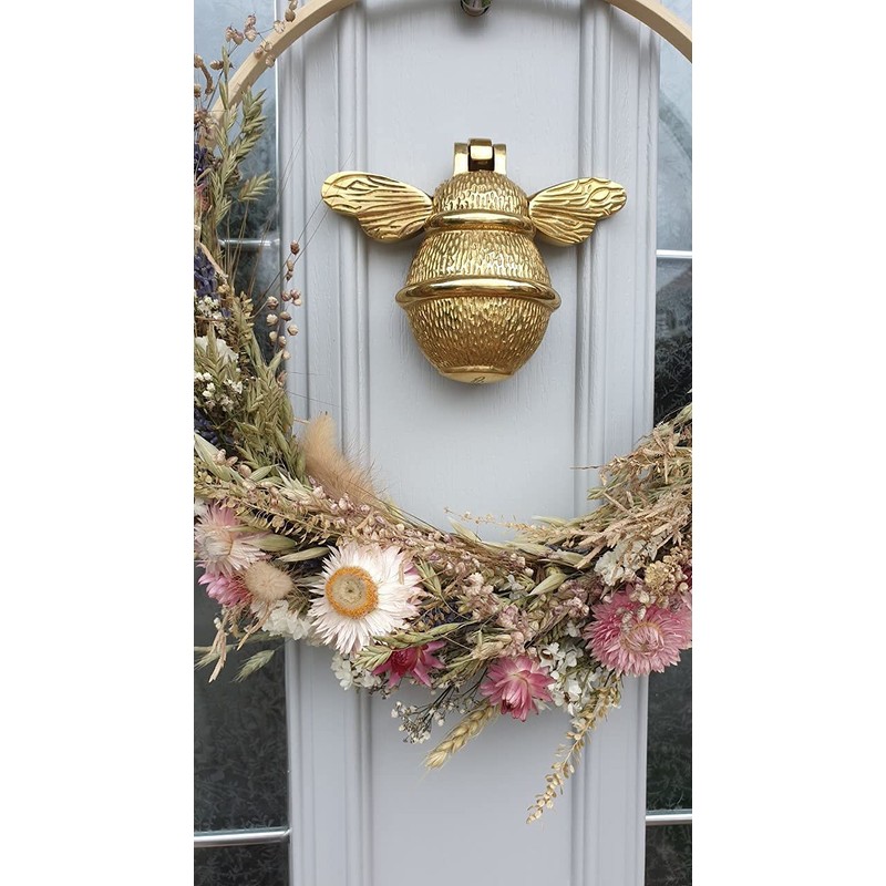 Gold Bee Door Knocker for Front Door | Polished Solid
