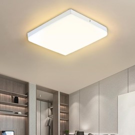 FTL Square LED Ceiling Light, 48 W, 3000 K, Warm White LED Lamps, Ceiling Light, 4370 LM LED Ceiling Light, IP44 Waterproof, Modern Bathroom Lamp for Living Room, Bedroom, Kitchen, 30 x 30 cm
