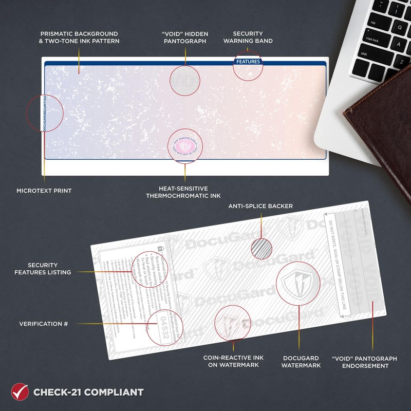 DocuGard Blue/Red Premier Prismatic Top High Security Check Paper -