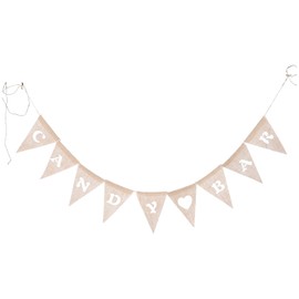 LUOEM Candy Bar Banner Heart Shape Hessian Bunting Banner Rustic Wedding Burlap Banners for Party Decoration