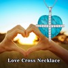 SHINYKEND Turquoise Heart Necklace with Cross for Girls Women, 925