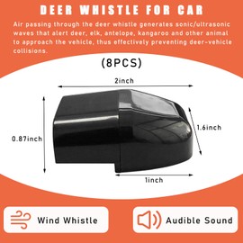 Dickno 8 PCS Deer Whistles for Car, Automotive Deer Warning Whistle Devices, Animal Warning Devices Avoids Collision, Universal Animal Alert Accessories for Vehicles (Black)