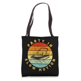 Pontoon Boat Vintage Party In Slow Motion Lake Boating Tote Bag