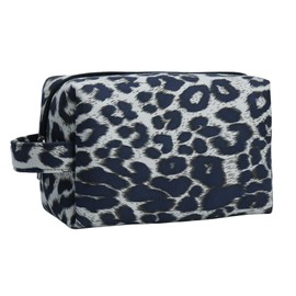 Makeup Bag For Women - Soft and Warm Material Cosmetic Bags Leopard Print Design Ladies Tote Bag,Women's Pencil Case Makeup Organizer with Zipper for women travel essentials (White)