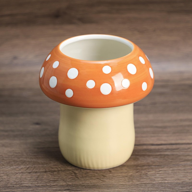 Bicuzat Mushroom Shaped Ceramic Kitchen Utensil Holder, Large Cooking Utensil