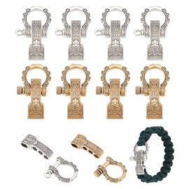 UNICRAFTALE 8 Sets 2 Colors Adjustable Alloy Screw Pin Shackle Survival Bracelet Clasps Metal Bow Anchor Shackle Clasp D Shackle Clip for Survival Bracelet 28mm Long