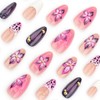 BQZQPAMZ 24Pcs Flower French Tip Press on Nails Purple Floral