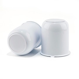 Rheedal 2Pcs 3.19inch Stainless Trailer Wheel Center Caps Push Through 3.19" Bore 3.62" Tall Top Removable Hub Cap for Truck SUV RV Wheel Rim, White Wheel Cover