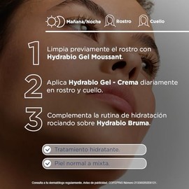 BIODERMA, Hydrabio Light Crema Ligera Hidratante, Ácido Hialurónico, Piel Normal a Mixta Deshidratada, 40 ML