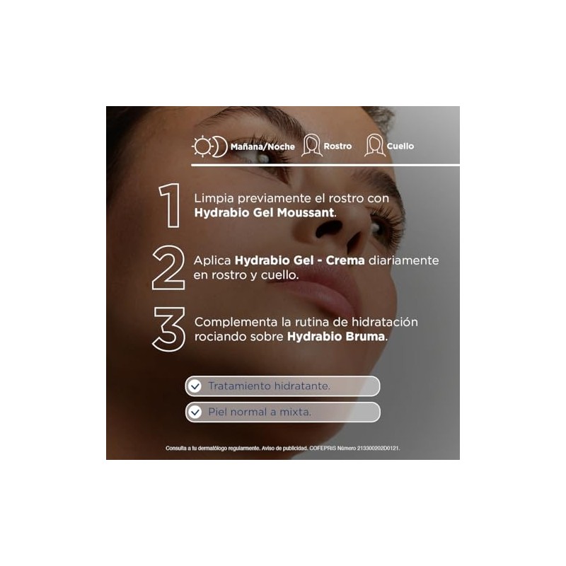 BIODERMA, Hydrabio Light Crema Ligera Hidratante, Ácido Hialurónico, Piel Normal