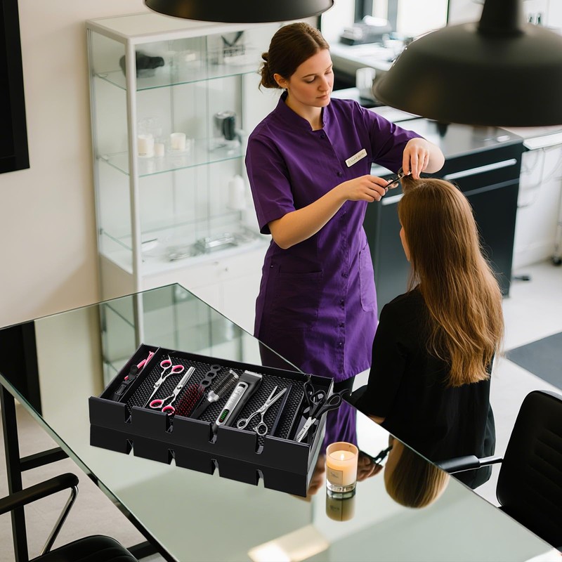 Hedume Barber Clipper Tray Organizer with Anti-Slip Mat, Corded Clippers