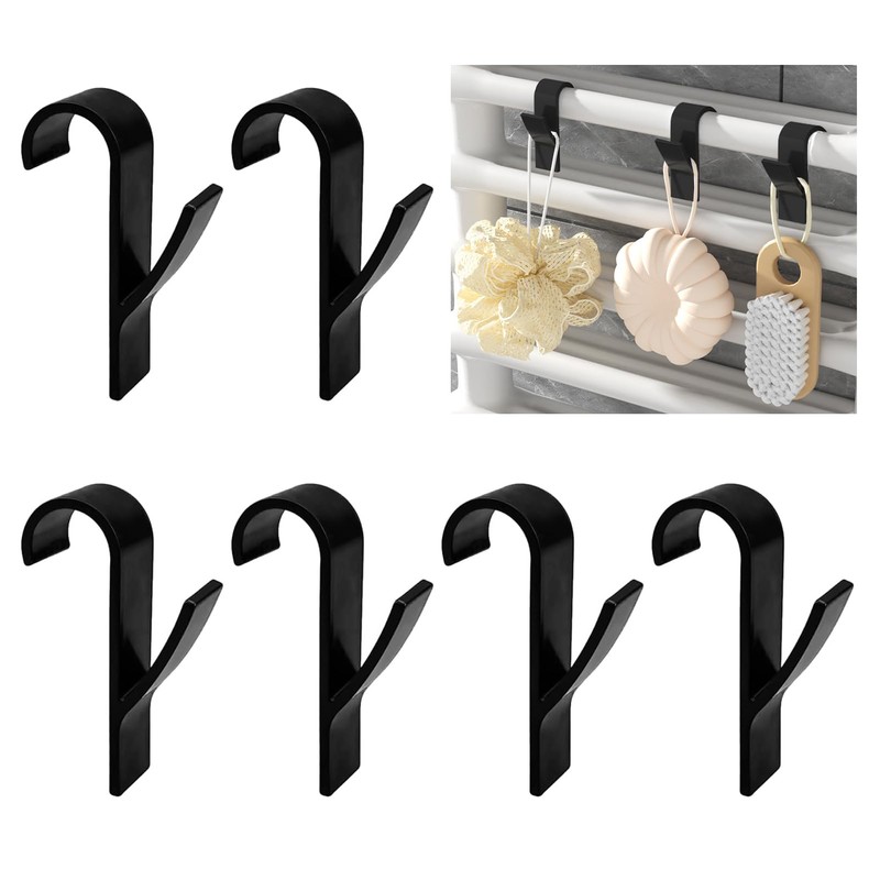 Pixaro Pack of 6 Towel Hooks Black - Hooks for