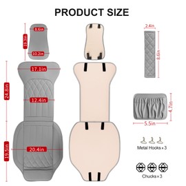 BEITK 1 Pack Leather Front Car Seat Cover, Universal Sideless Car Seat Protector with Storage Pocket and Seat Belt Pad, Waterproof Automotive Seat Cover Cars Trucks SUV(Grey)