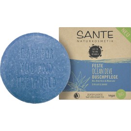 SANTE Naturkosmetik Solid Shower Soap Vegan Formula with Organic Aloe and Sea Salt Ocean Dive Shower Care 1 x 80g