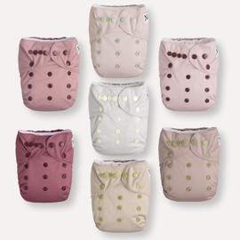 Ballet Slippers Baby Cloth Pocket Diapers 7 Pack, 7 Bamboo Inserts, 1 Wet Bag by Nora's Nursery