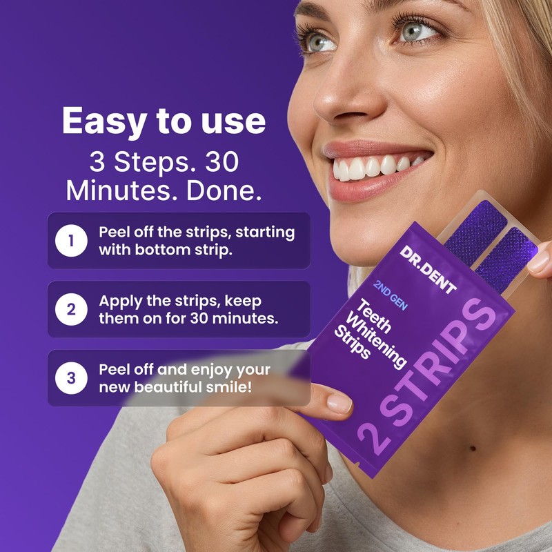 DRDENT Purple Teeth Whitening Strips - 21 Uses - Gentle