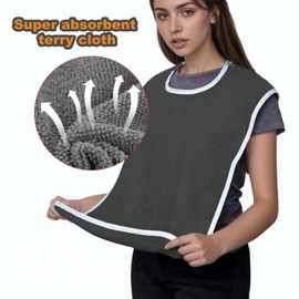 Reusable Adult Bibs, 2 Pack Waterproof Clothing Protectors for Seniors, Adults, Elderly and Disabled - Washable and Comfortable Bibs for Eating, Unisex Design