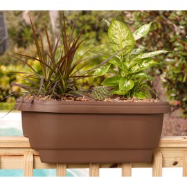 Bloem Deck Balcony Rail Planter, 24", (477245-1001), Chocolate Brown