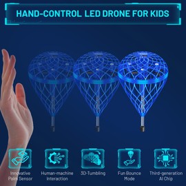 semai Flying Ball Toys, 360° Hand-Controlled Mini Drone for Kids for 6 7 8 9 10 11 12 Year Old Boy, Droleapfly Magic Hover Ball with Bounce Mode, Cool Drone Gifts for Teen Boys Indoor Outdoor