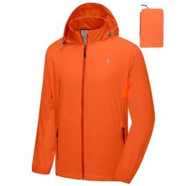 Little Donkey Andy Mens Sun Protection Breathable Jacket UPF 50+, Lightweight Summer Shirts Quick-Dry Packable for Running Hiking (Red Orange 2XL)