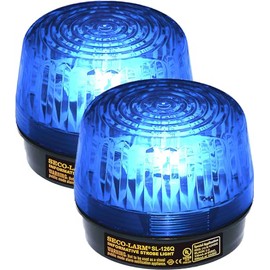 Seco-Larm SL-126Q/B Pack of 2 Strobe Lights, Blue; 6 ot 12VDC; Easy 2-Wire Installation; High-Impact and Heat-Resistant Acryrex Lens; Lifespan of Over 300 Continuous Hours; Protective Inner Cover