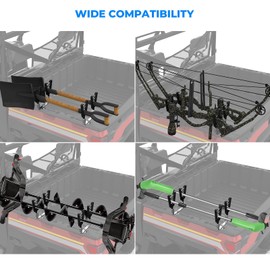 KEMIMOTO UTV Tool Rack, Hunting Tool Holder Rack Tool Mount Compatible with Polaris Ranger & General, Bow Holder Grips with Rubber Snubbers